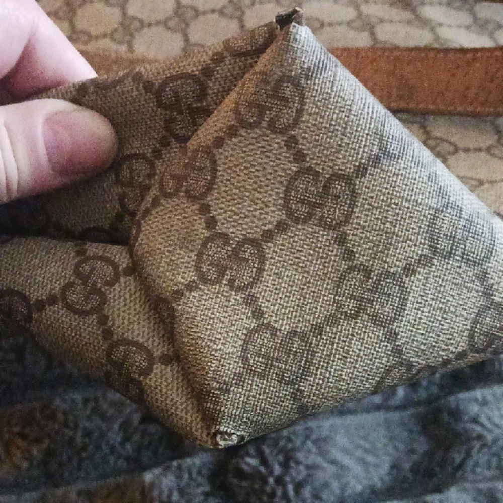 Gucci Supreme Coated Canvas Vintage Large Beige & Brown Laptop Tote Bag REHAB - Picture 4 of 11